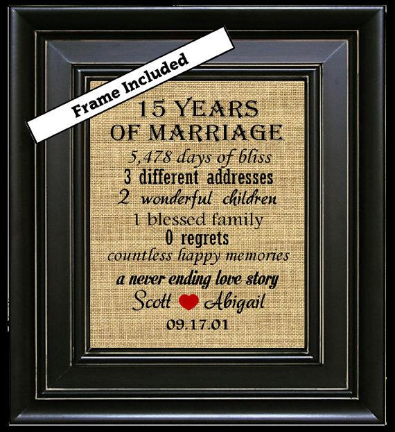 15 Year Anniversary Gift Ideas For Husband
 FRAMED 15th Anniversary Gift for couple 15th Anniversary