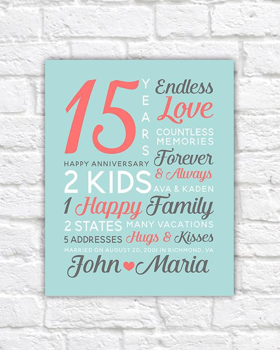 15 Year Anniversary Gift Ideas For Husband
 Personalized Anniversary Gifts Wedding Date Canvas Art 15th