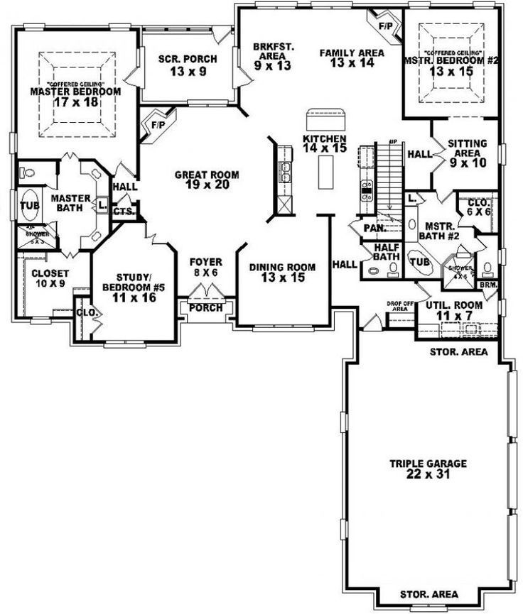2 Master Bedroom House Plans
 4 Bedroom 3 5 Bath Traditional House Plan with