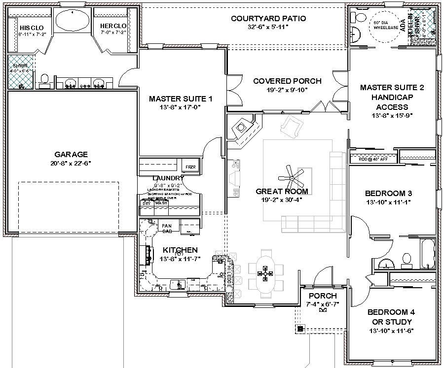 2 Master Bedroom House Plans
 plete House Plans 2306 sq ft 2 masters ADA bath