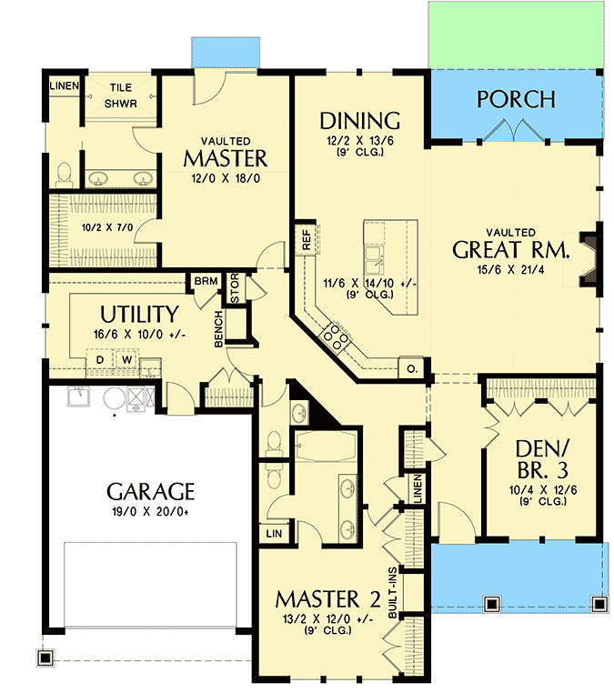 2 Master Bedroom House Plans
 e Story House Plan with Two Master Suites AM
