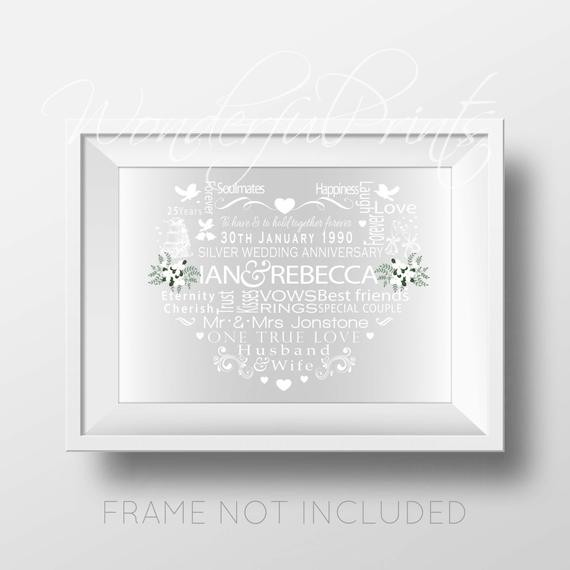 25Th Wedding Anniversary Gift Ideas For Friends
 Items similar to PRINTABLE 25th Anniversary Gift for