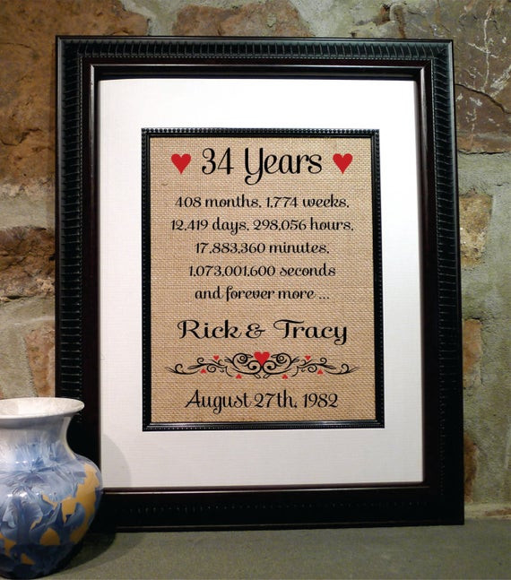 34Th Wedding Anniversary Gift Ideas
 34th Anniversary 34 Years Married Years Months Weeks Days