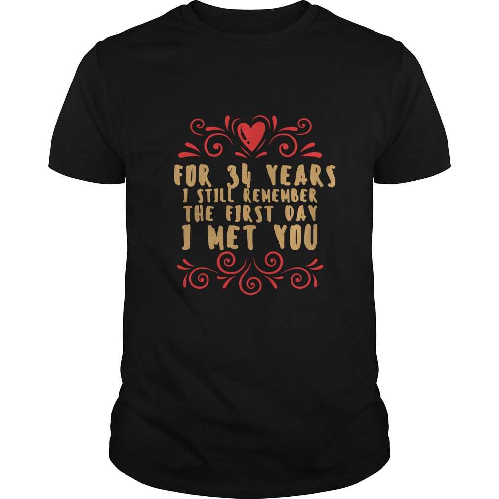 34Th Wedding Anniversary Gift Ideas
 Meaning T shirt For Husband And Wife 34th Wedding