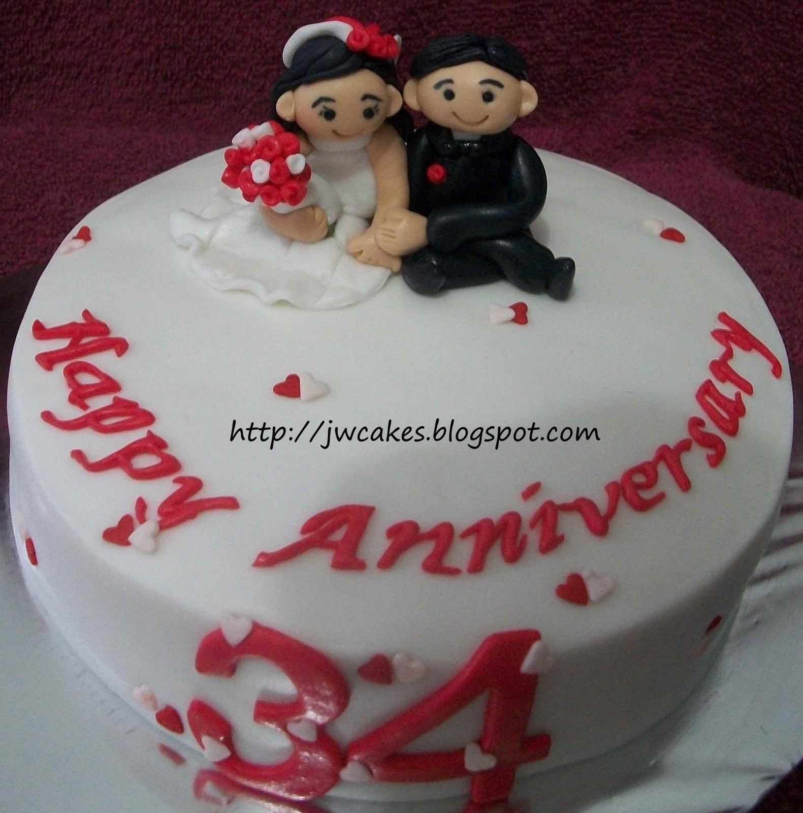 34Th Wedding Anniversary Gift Ideas
 cake decoration fondant JW cakes Anniversary cake 34th