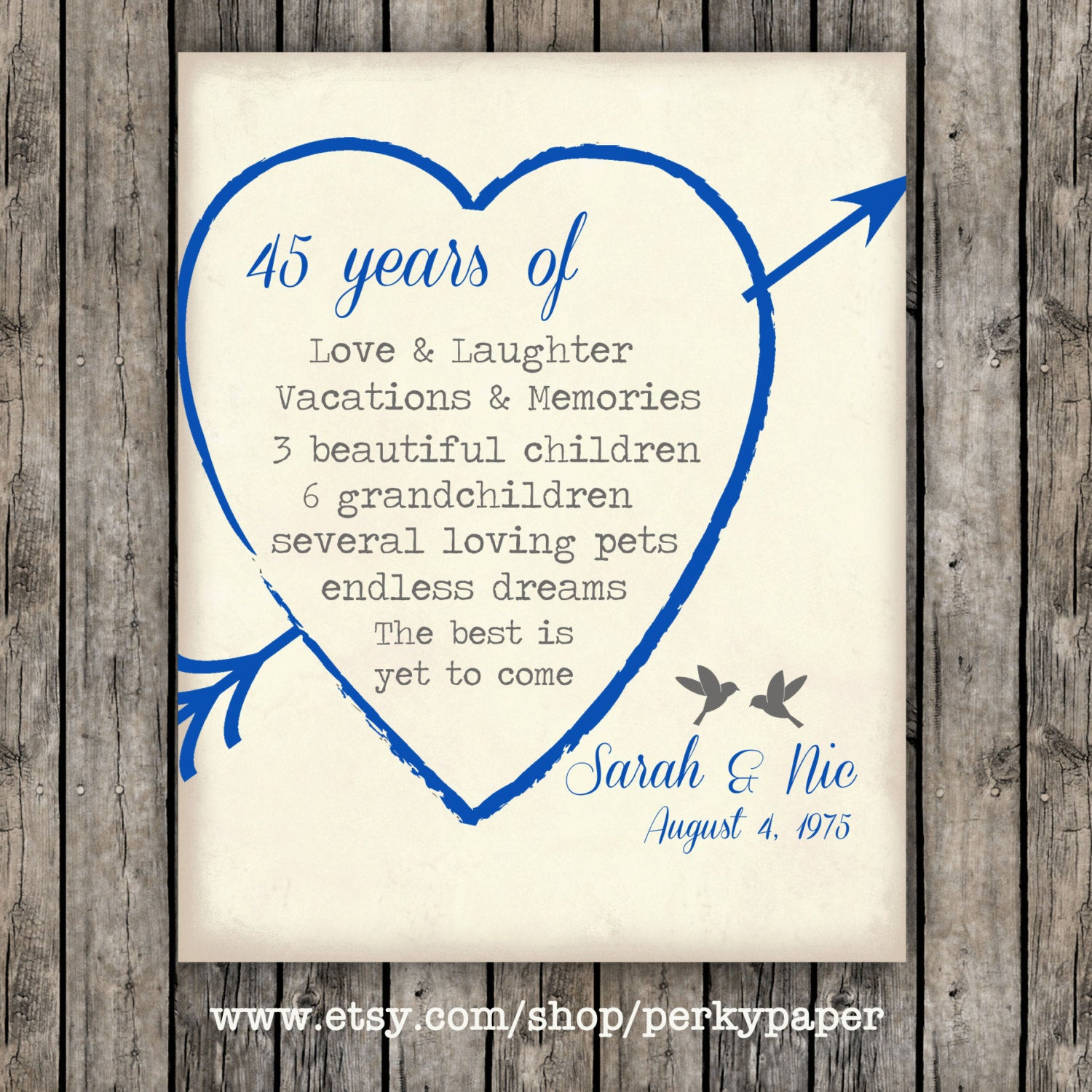 45Th Anniversary Gift Ideas
 45th Sapphire anniversary Anniversary Gift for parents