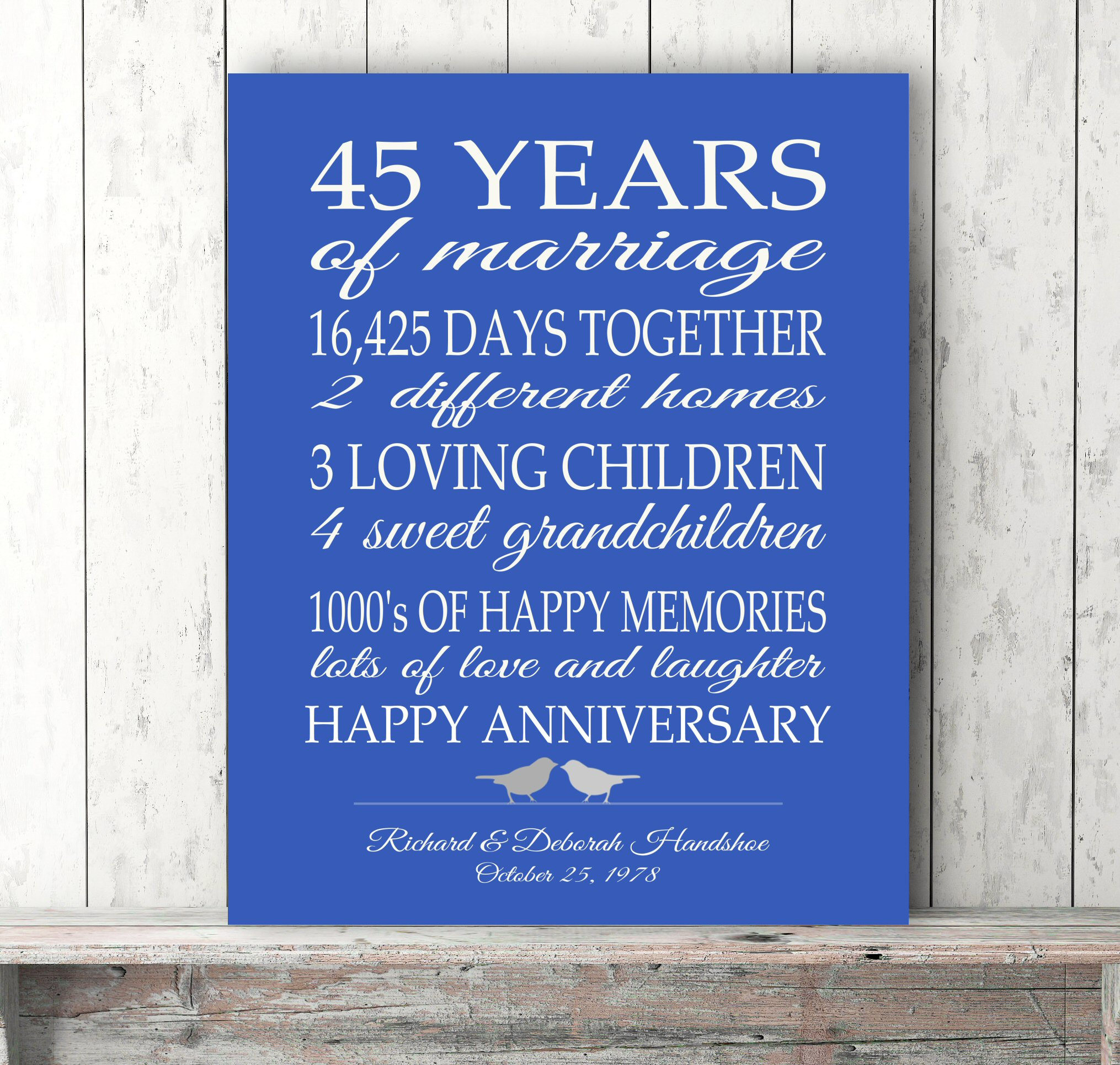 45Th Wedding Anniversary Gift Ideas For Parents
 45th Anniversary Gift Parents Sapphire Blue Personalized Love