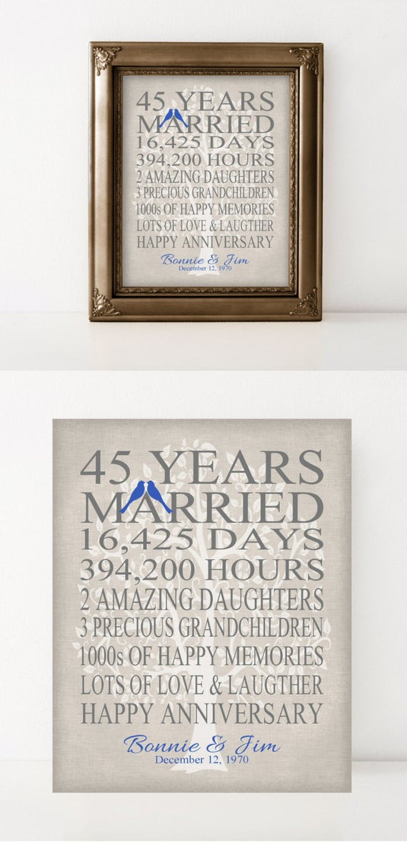 45Th Wedding Anniversary Gift Ideas For Parents
 45th Wedding Anniversary Gift for Parents by PrintsbyChristine