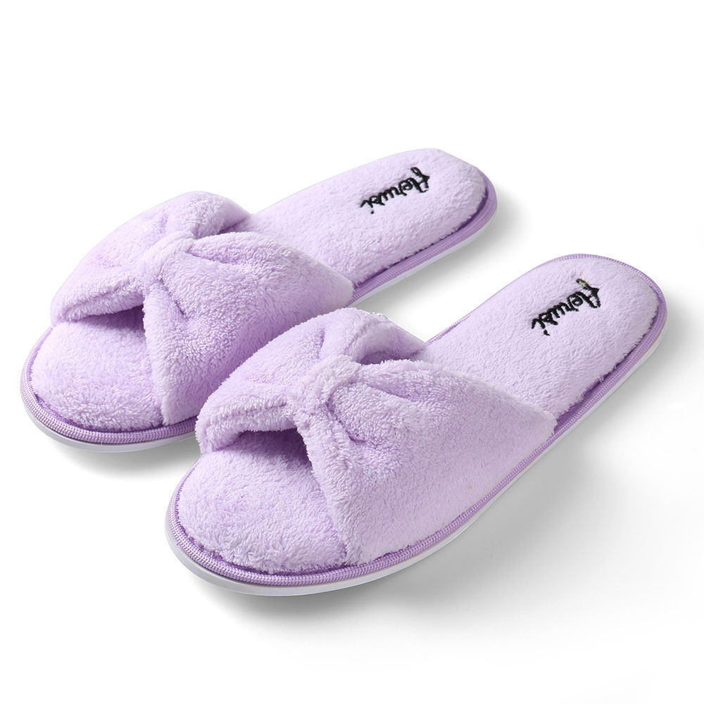 Bedroom Slippers Womens Awesome Purple Women S Open Toe Bowknot Plush Spa Slipper Indoor Of Bedroom Slippers Womens 