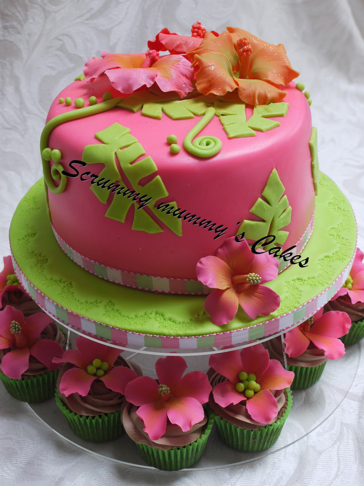 Birthday Cake Bakery
 Scrummy Mummy s Cakes Hibiscus Birthday Cake and Cupcakes
