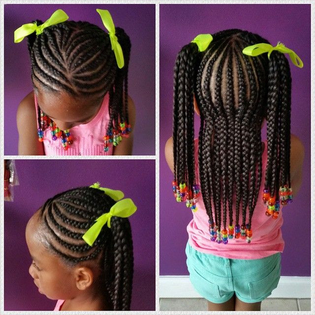 Black Toddler Braided Hairstyles
 Cornrows in ponytails Little girl protective hairstyle in