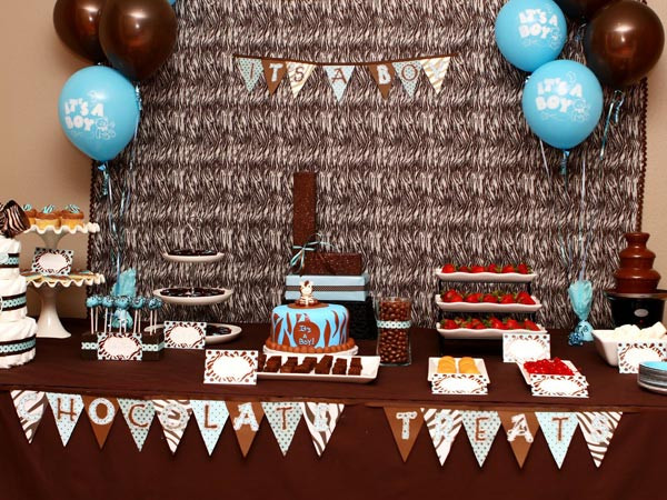 Blue Safari Baby Shower Party Supplies
 Brown And Blue Baby Shower Decorations