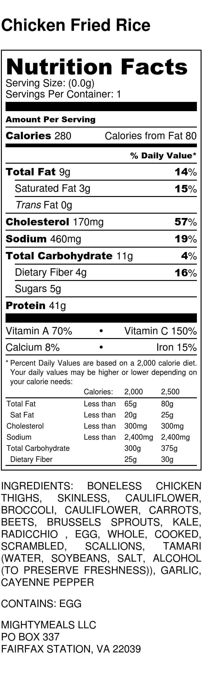 Calories In Pork Fried Rice
 MightyMeals Products