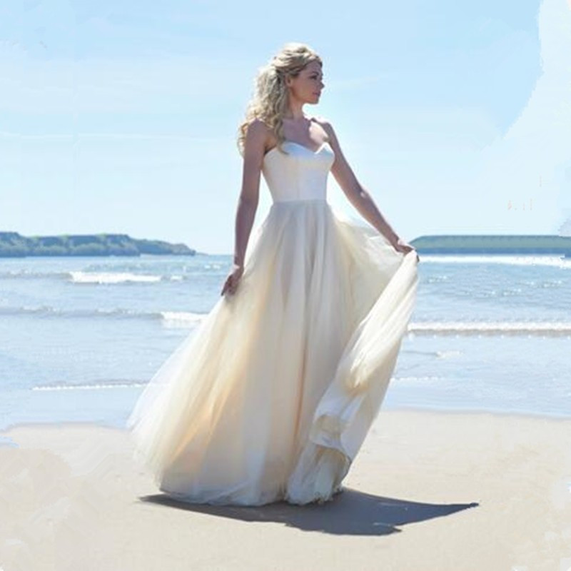 Cheap Beach Weddings
 2016 Vestido De Novia y Chiffon Beach Wedding Dress