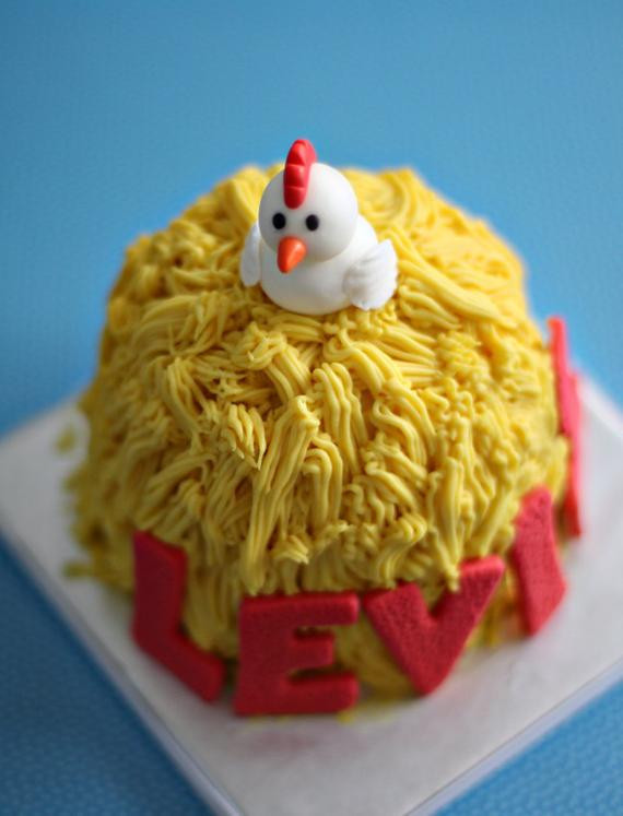 Chicken Birthday Cake
 Fondant Chicken Name and Age Decorations perfect for a Farm