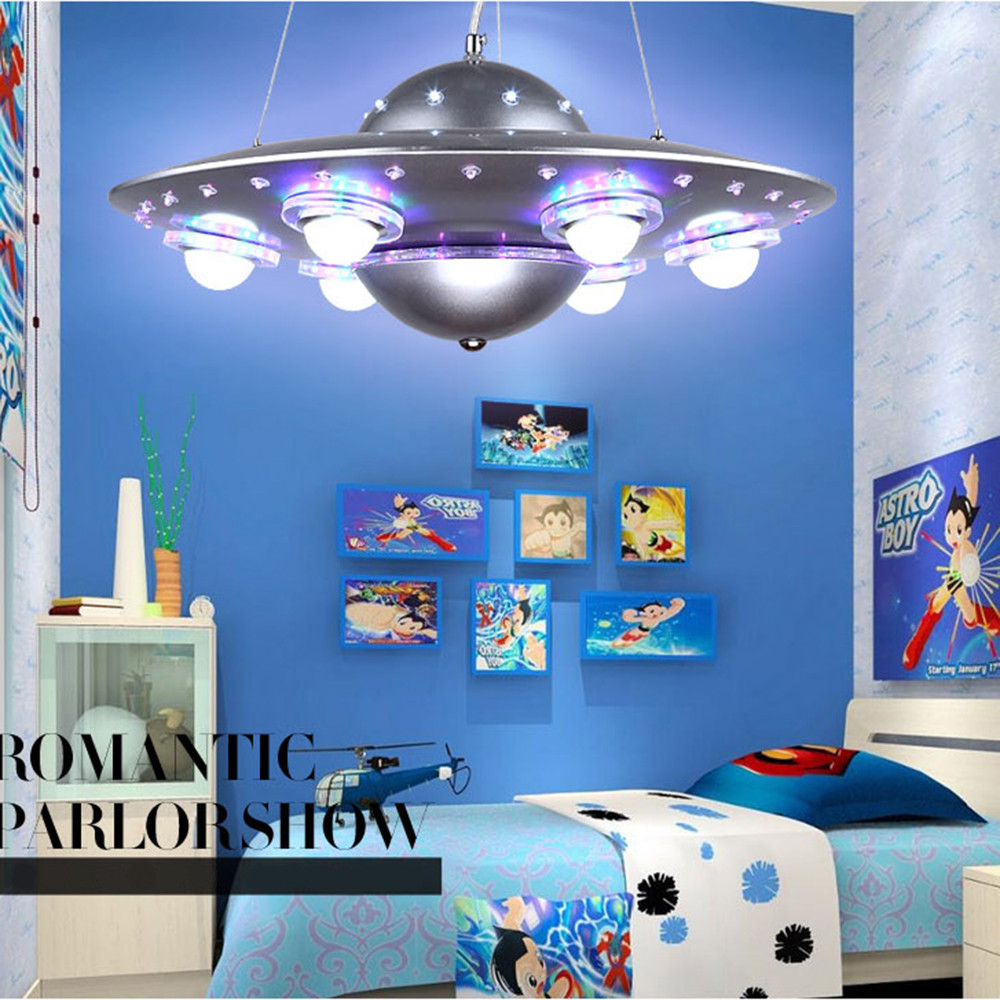 Childrens Bedroom Light
 Colorful Remote Control UFO Spaceship Chandelier Children
