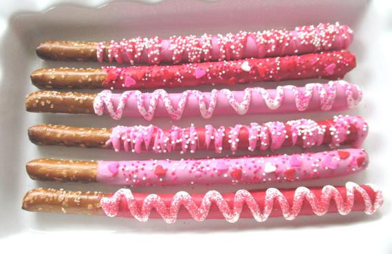 Chocolate Covered Pretzels For Valentine Day
 24 Chocolate Pretzel Rods Valentine s Day Valentine