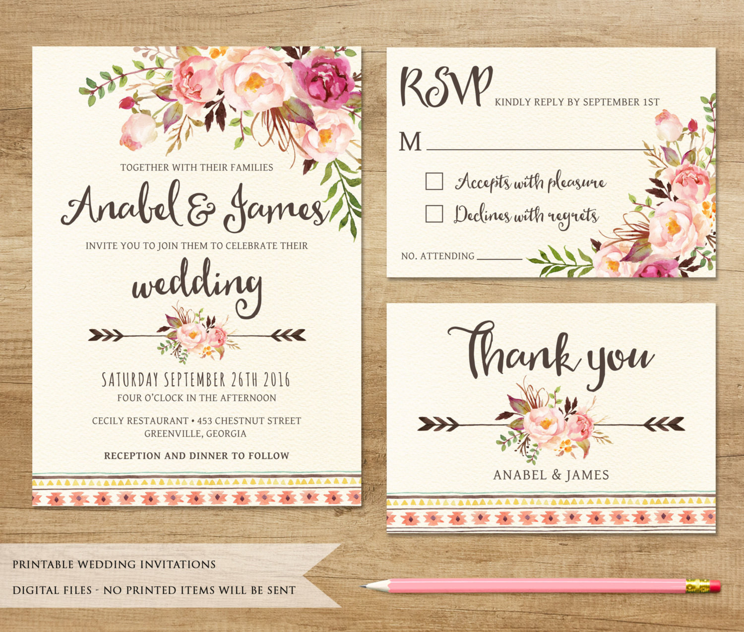 Create Wedding Invitations Online
 Floral Wedding Invitation Printable Wedding Invitation