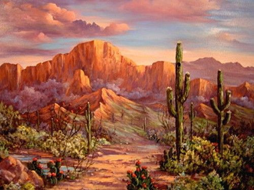 Desert Landscape Paintings
 Desert sunsets Southwest Paintings Arizona Landscapes by