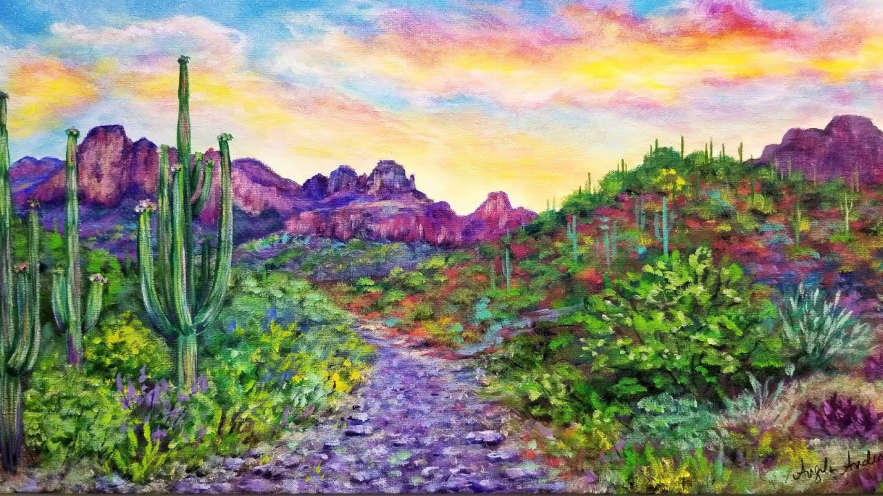 Desert Landscape Paintings
 Desert Sunset Landscape Acrylic Painting LIVE Instruction
