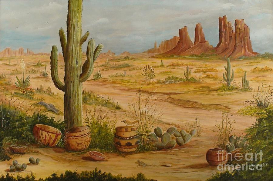 Desert Landscape Paintings
 Desert Landscape Painting by Jeanie Beisner