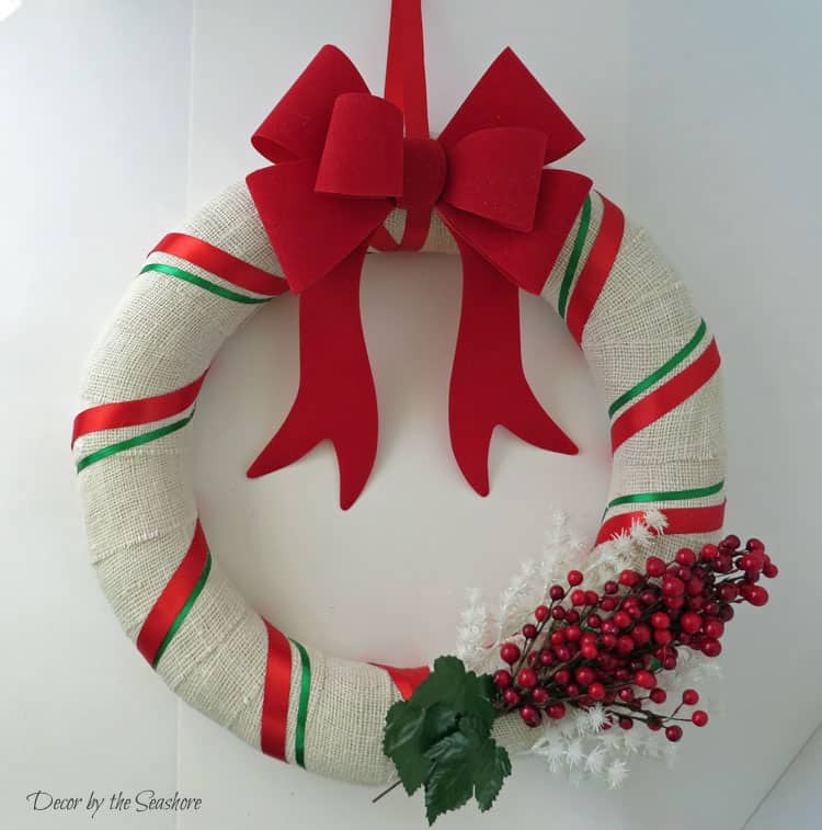 DIY Christmas Wreaths With Ribbon
 DIY Christmas Burlap Wreath Tutorial Decor by the Seashore