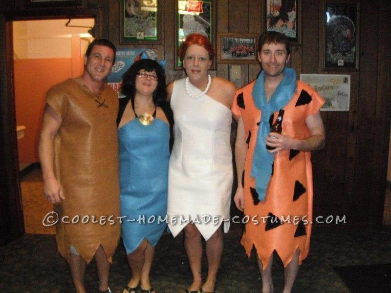 DIY Flintstones Costumes
 Home Made Flintstones Group Halloween Costume