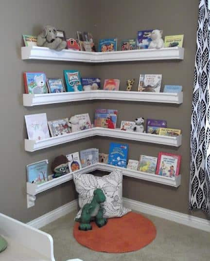 DIY Kids Book Shelf
 DIY Rain Gutter Kid’s Bookshelves