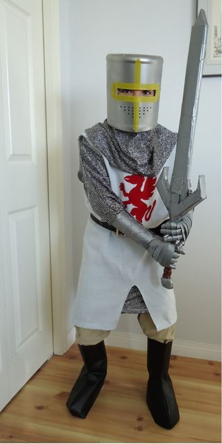 DIY Knight Costumes
 DIY Youth Knight Costumes with helmet sword and gauntlets