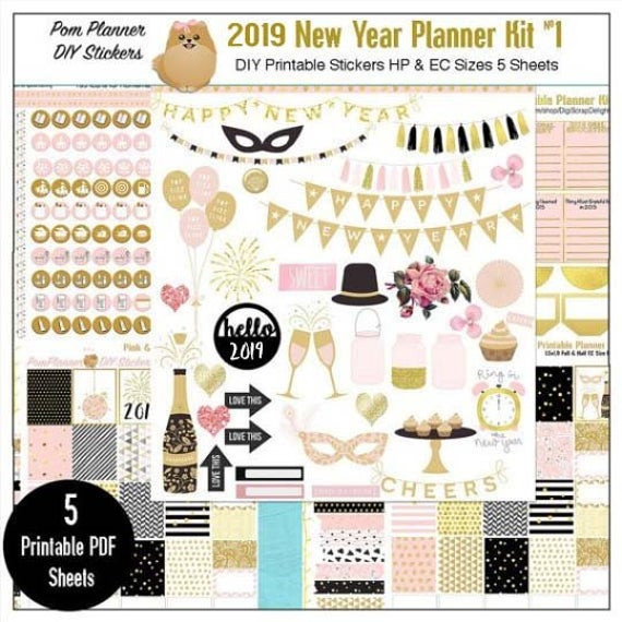 DIY Planner 2019
 Planner Kit Pink Gold 2019 New Year Printable DIY Planner