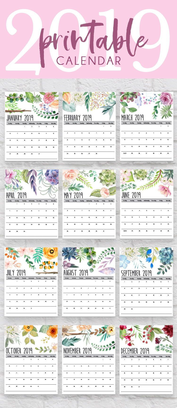 DIY Planner 2019
 2019 Calendar 2019 Printable Calendars 2019 Printables