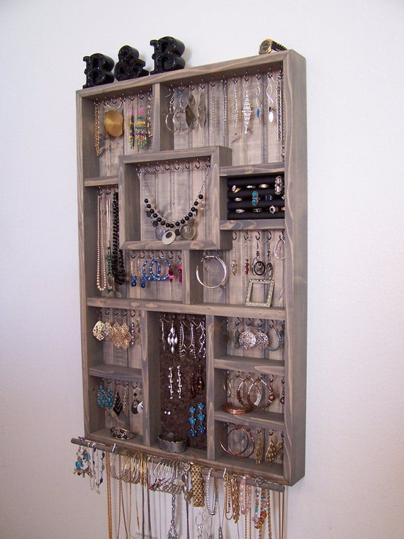 DIY Wall Jewelry Organizer
 Home and Living Decorative Wood Jewelry Organizer Wall