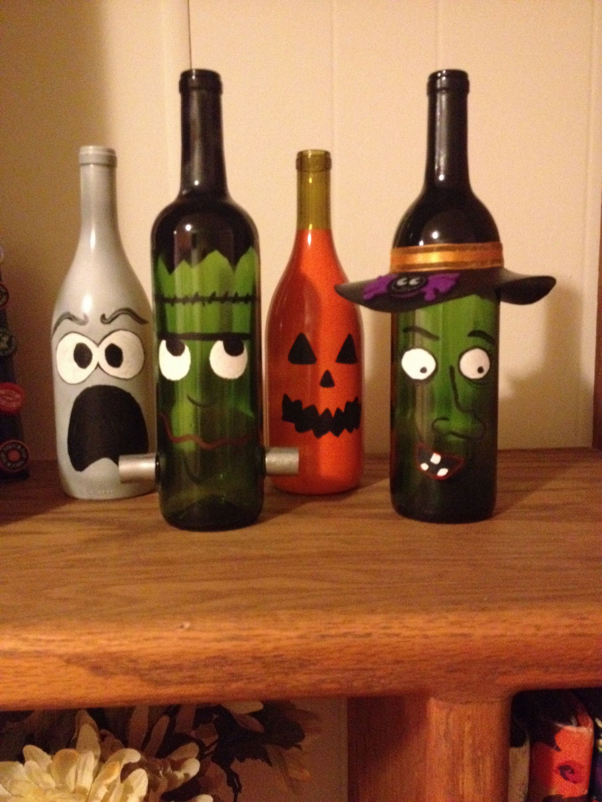 DIY Wine Bottle Decorating Ideas
 Painted wine bottle decor halloween diy Origami Owl independent Designer Christine Marques
