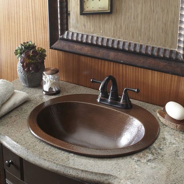 Drop In Bathroom Sink
 Copper Bathroom Sink Bath Vanity Hammered Finish Oval Bowl