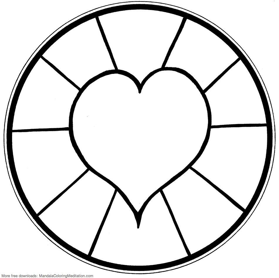 Free Easy Coloring Pages For Kids
 Printable children coloring page heart mandala 4