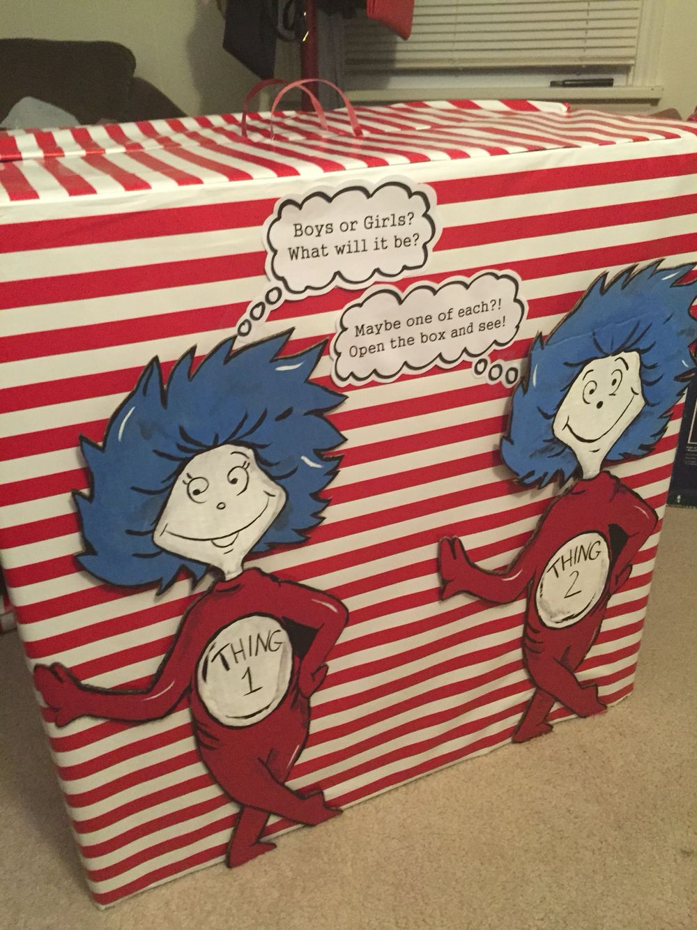 Gender Reveal Party Ideas Twins
 gender reveal box for twins thing 1 thing 2
