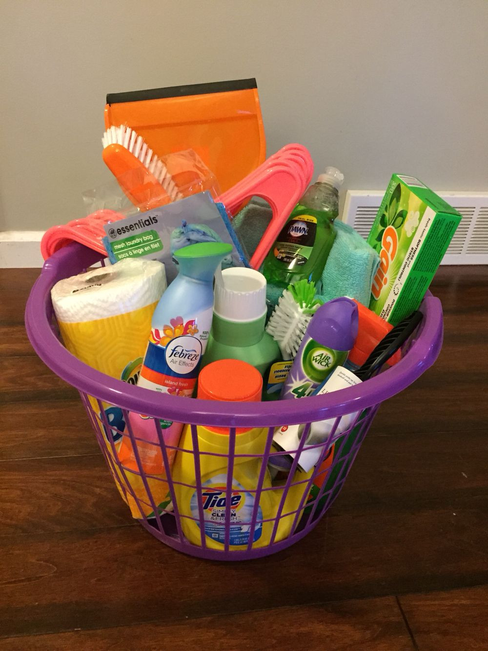 Gift Basket Items Ideas
 Graduation creative cleaning laundry basket t Great