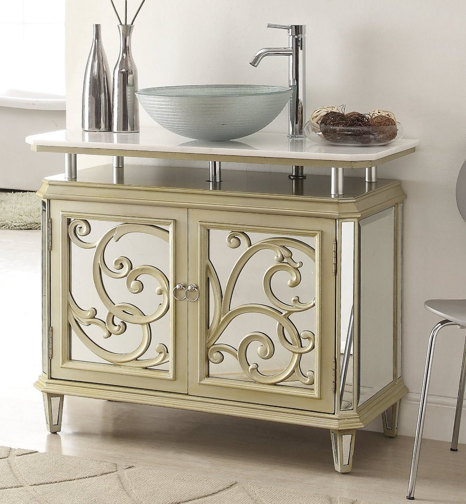 Gold Bathroom Vanity
 Chans Furniture HFZ250 Idella 39 Inch Champagne Gold