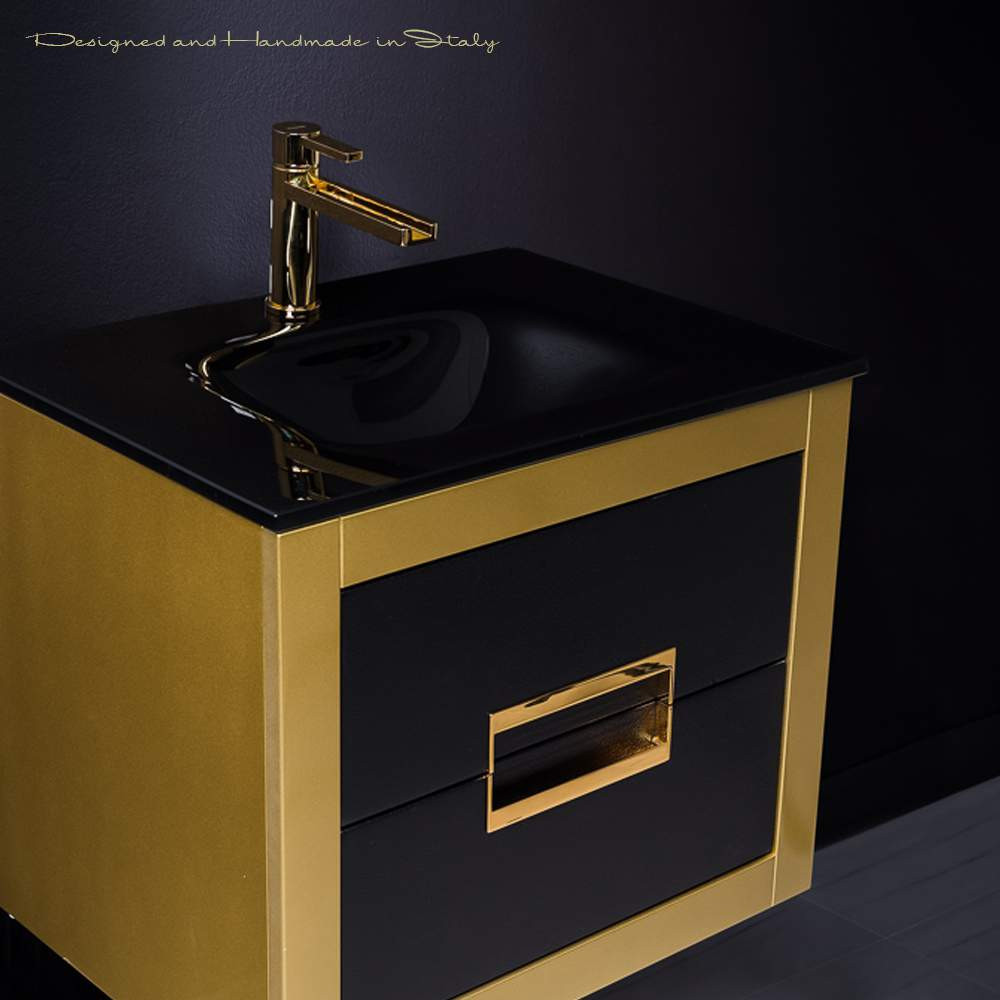 Gold Bathroom Vanity
 Danya Gold Leather Modern Bathroom Vanity 24 Inch