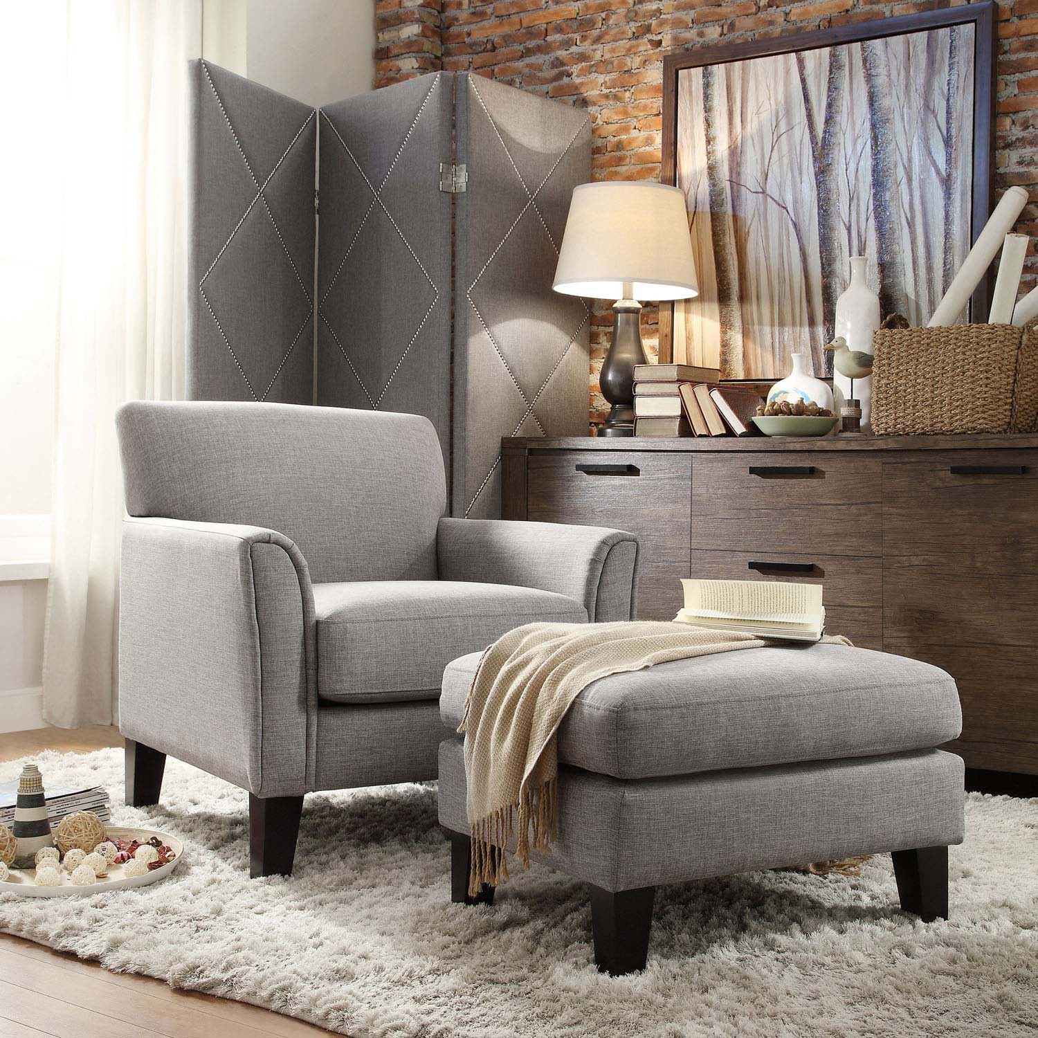 Gray Living Room Chairs
 Oxford Creek Park Hill Arm Chair and Ottoman Set in Grey