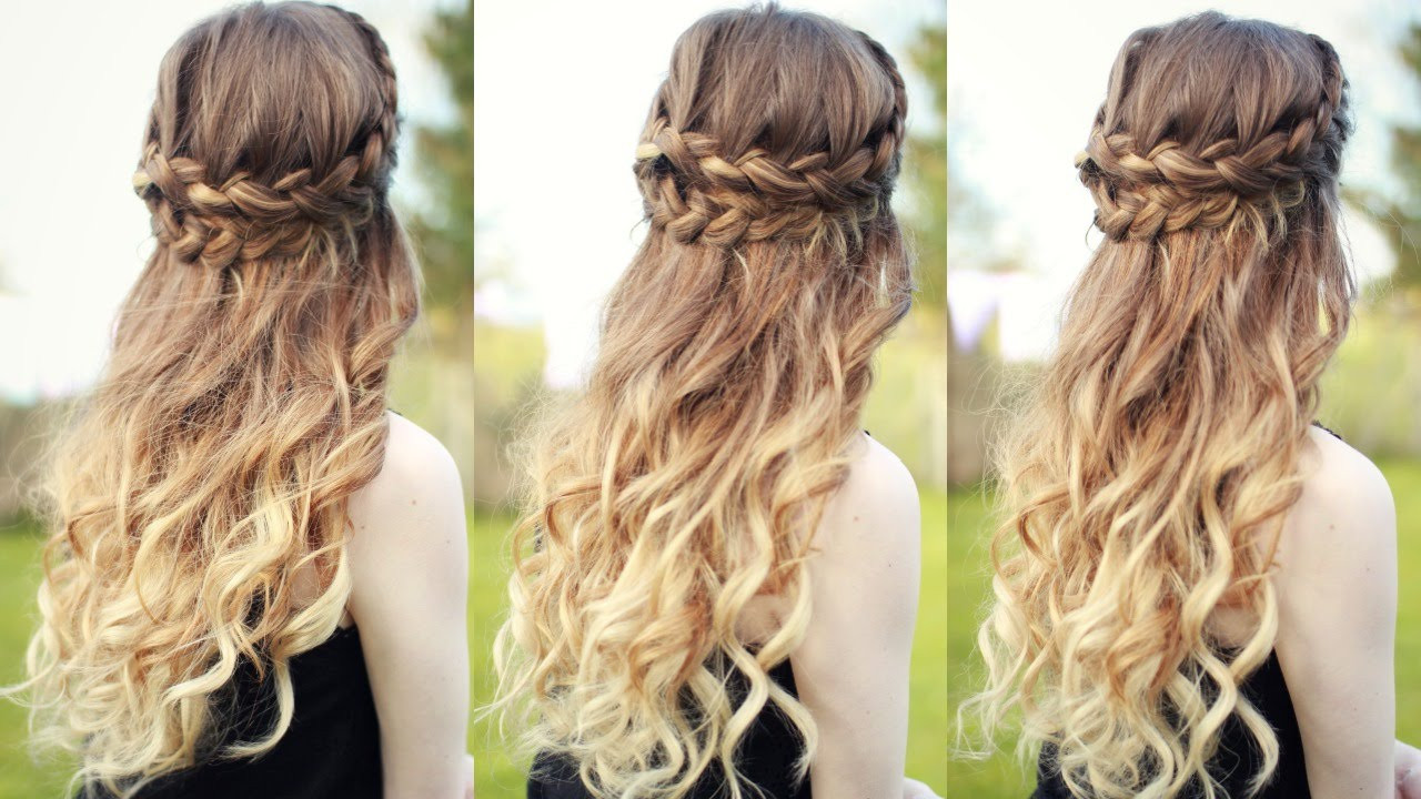 Hairstyle With Braids And Curls
 Beautiful Half Down Half Up Braided Hairstyle with curls