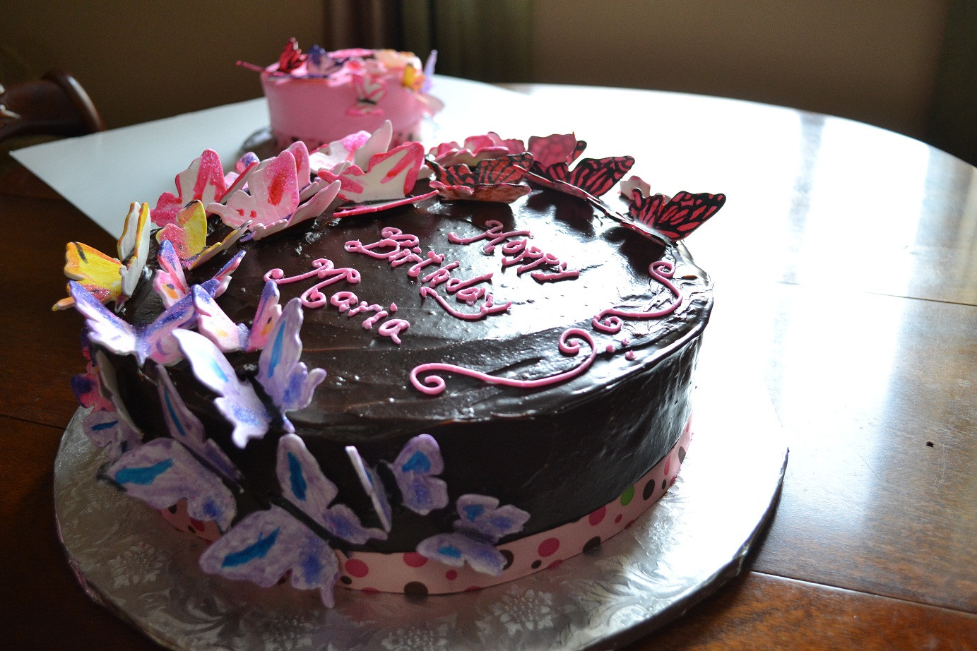 Happy Birthday Cakes Pics
 Maria s 1st Birthday Cake with Gum Paste Butterflies