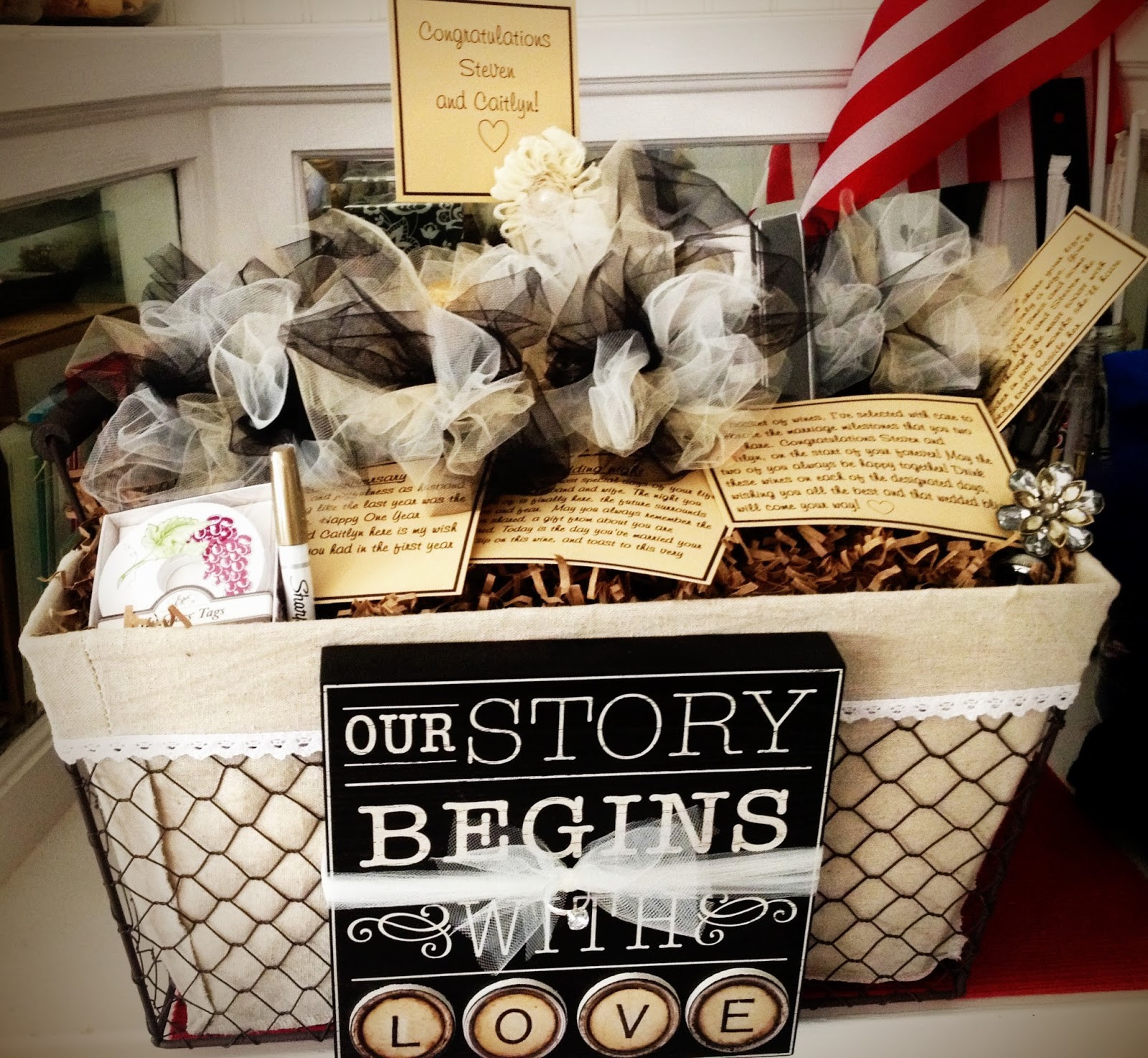 Homemade Wedding Gift Basket Ideas
 WBW Creative A basket of wine for a year of firsts