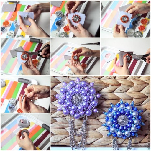 How To Make Brooches
 How To Make Beads Flower Brooch step by step DIY tutorial