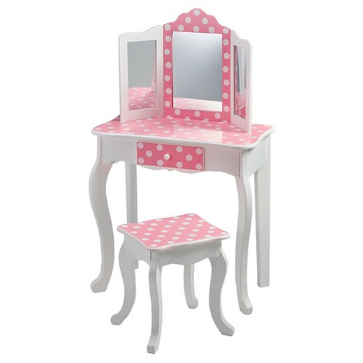 Kids Bathroom Stool
 Fashion Prints Polka Dot Vanity Table & Stool Set