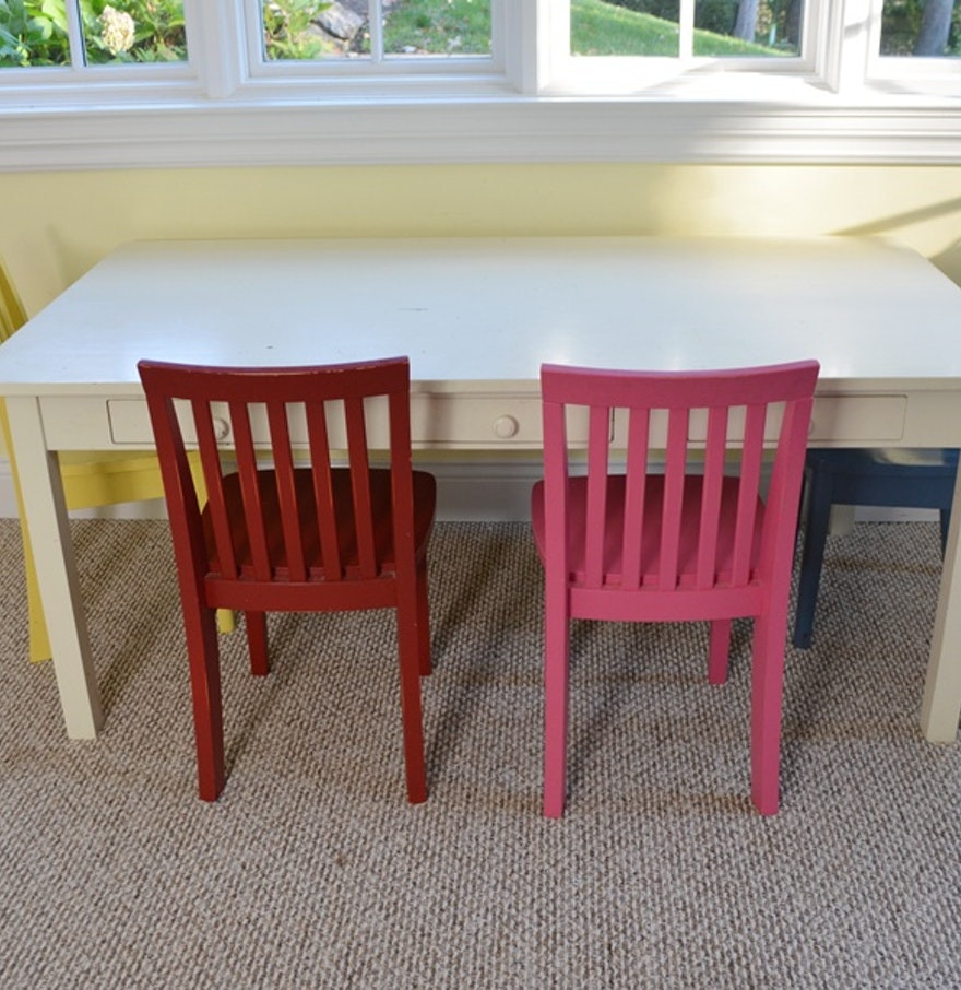 Kids Craft Tables And Chairs
 Pottery Barn Kids White Craft Table and Four "Carolina