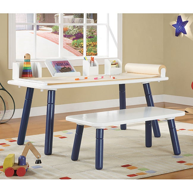 Kids Craft Tables And Chairs
 3 Stages Kid s Art Table and Bench Set in White and Blue