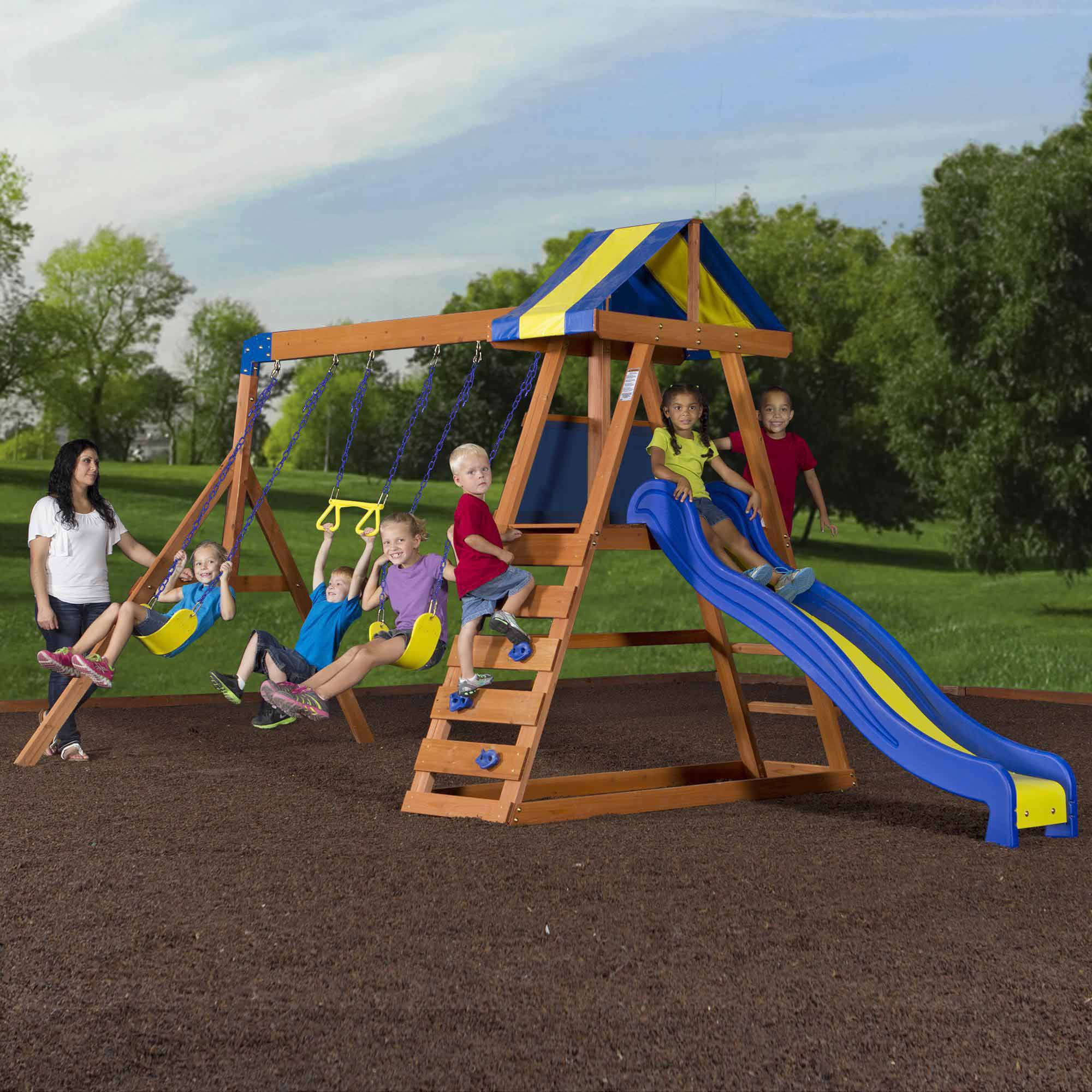 Kids Swing Set Walmart
 Ideas Happy Kidsplay With Wooden Swing Sets Clearance