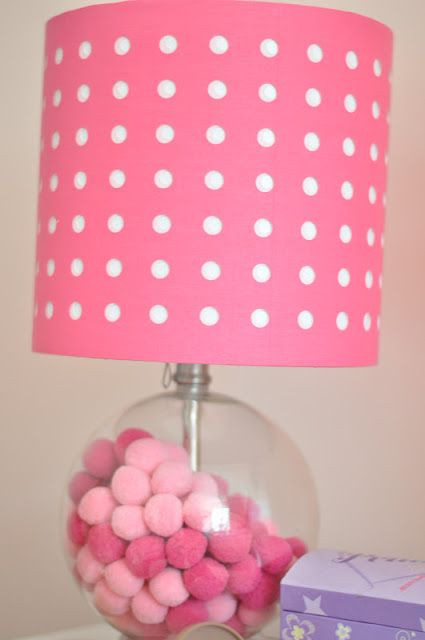 Little Girl Bedroom Lamps
 Pom Poms in a clear lamp base e for a little