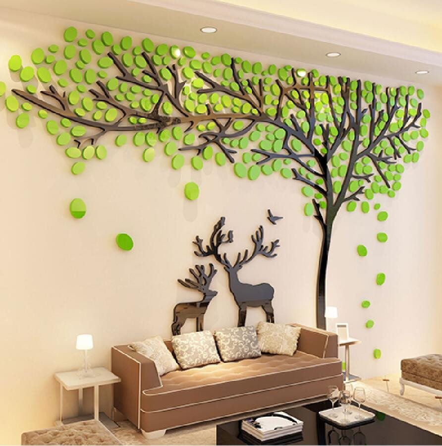 Living Room Wall Decal
 2017 Elk Trees 3D Stereo Wall Stickers Living Room Sofa TV